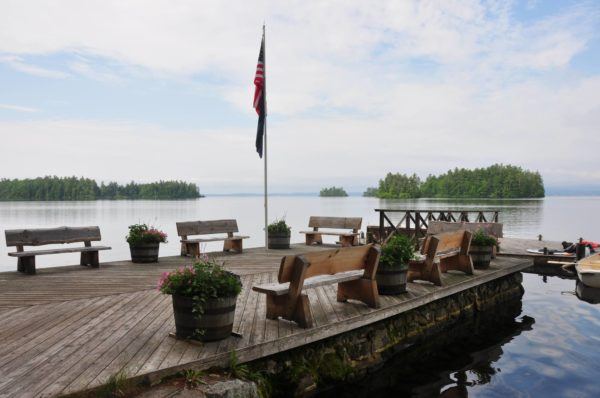 Migis Lodge pier on lake 