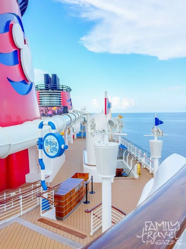 The Aqua Lab sign on the Disney cruise ship deck 