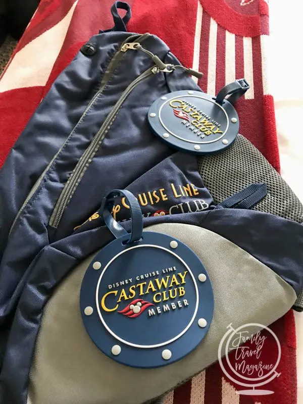 2018 Castaway Club stateroom gift - sling bag and luggage tags 