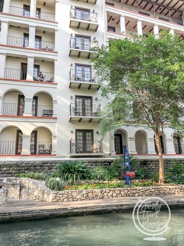 Hotel exterior along the river walk