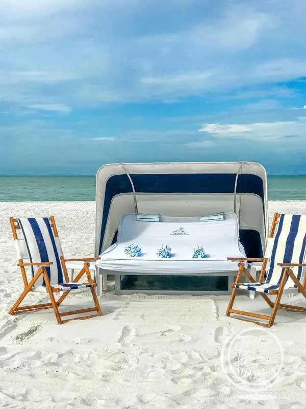 Review of the Resort at Longboat Key Club in Sarasota Florida: Beach bed and chairs rentals 