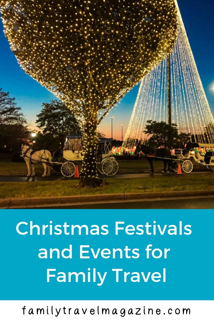 Christmas celebrations and events for family travel, including events in Virginia, Massachusetts, Texas, and Chicago. 