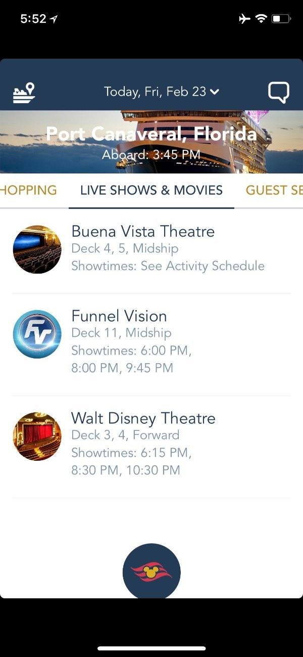 Live show and movie listing 