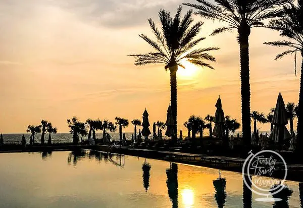 Sunrise over pool at Omni Amelia Island resort