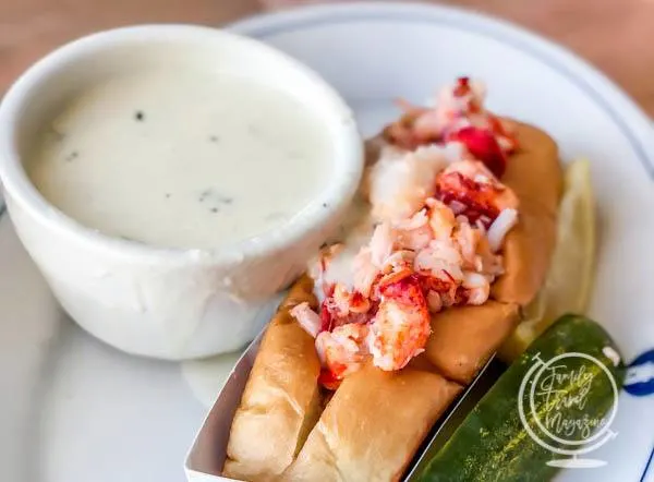 Lobster roll with chowder