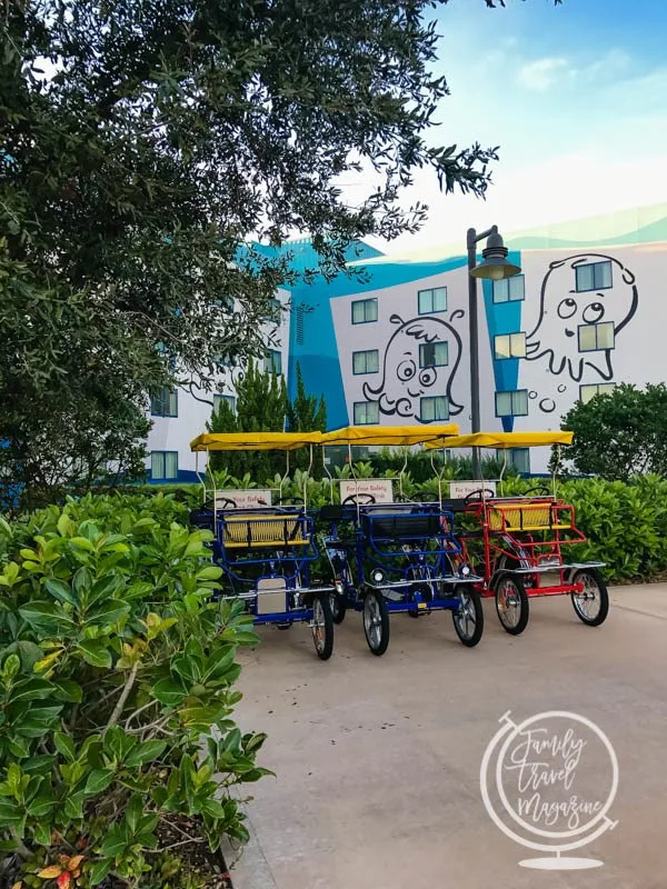 Disney's Art of Animation exterior with surrey bikes 