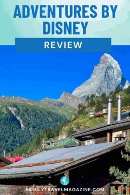 The Matterhorn as seen over several buildings.