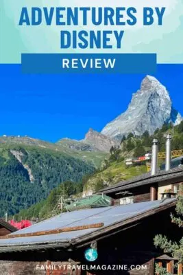 The Matterhorn as seen over several buildings.