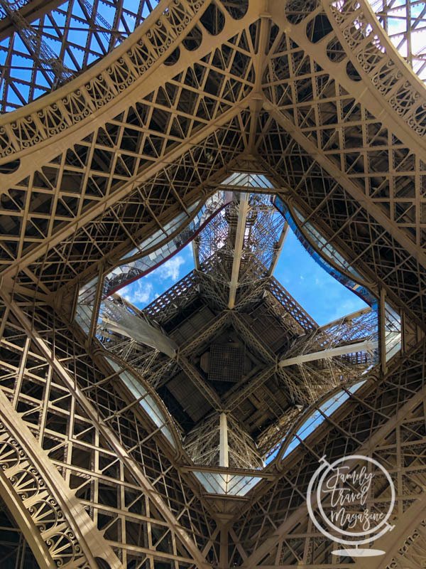Looking up at the Eiffel Tower