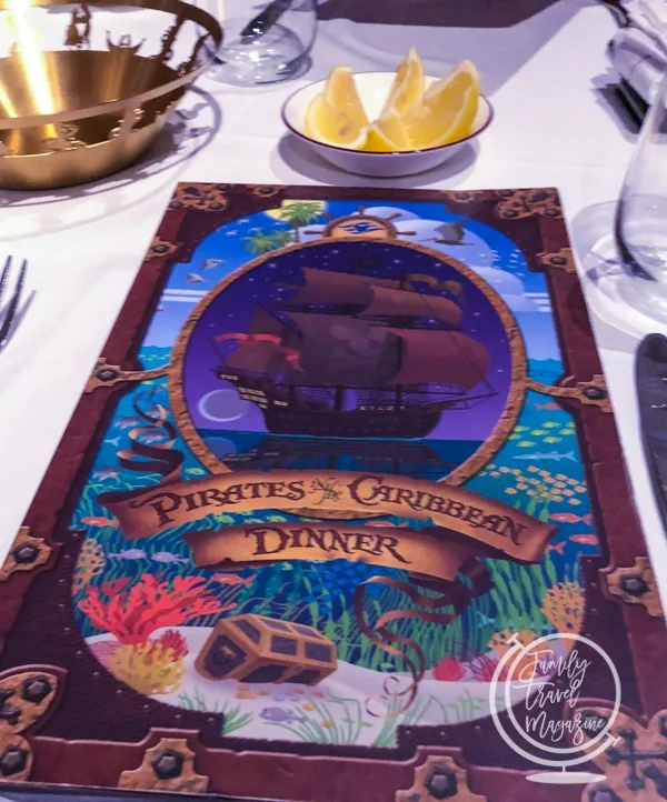 Pirates in the Caribbean dinner menu