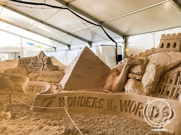 Seven wonders of the world sand sculpture