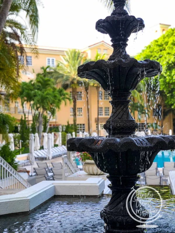 Fountain by the quiet pool at the JW Marriott Turnberry