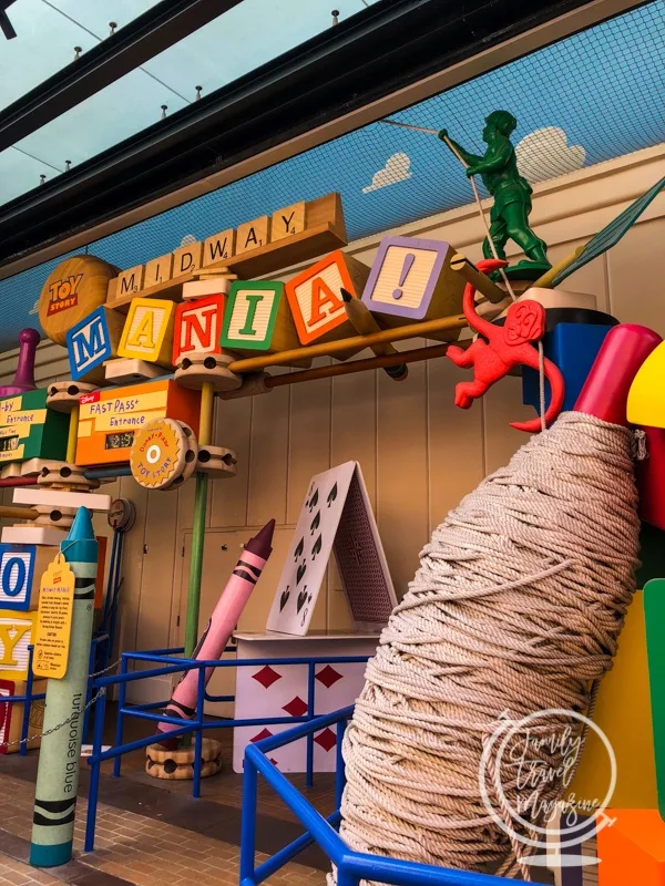 Entrance and sign for Toy Story Midway Mania