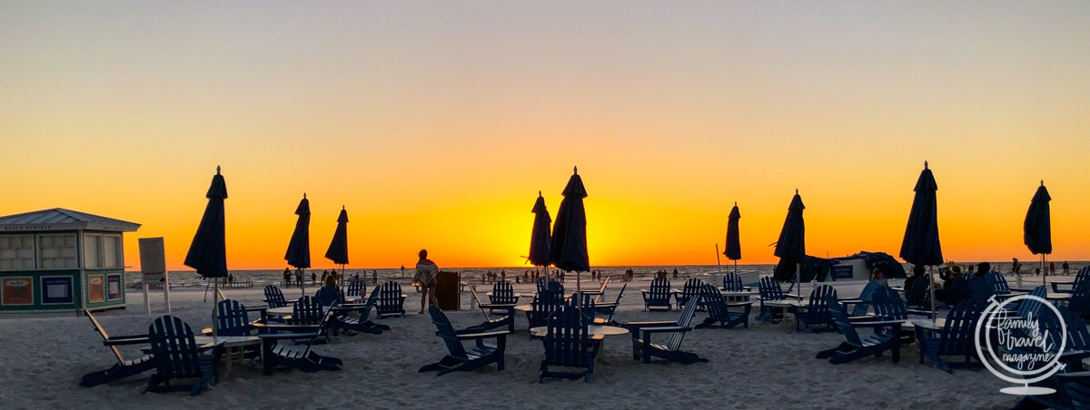 Pôr do sol sobre o Golfo em Clearwater Beach