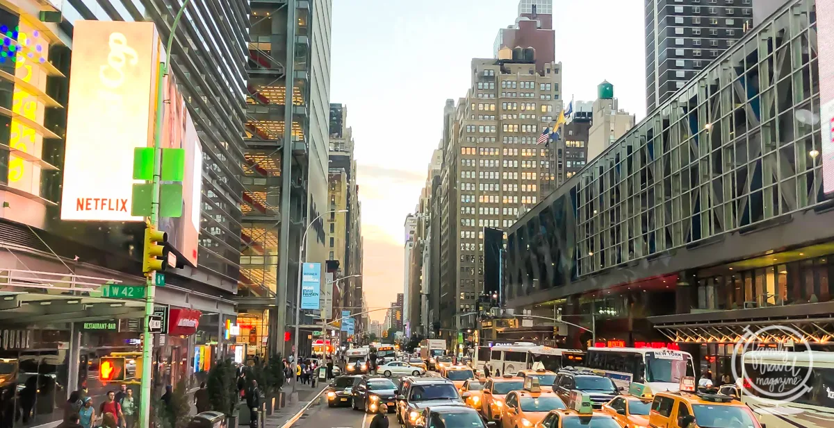 The Ride NYC view of cabs and cars 