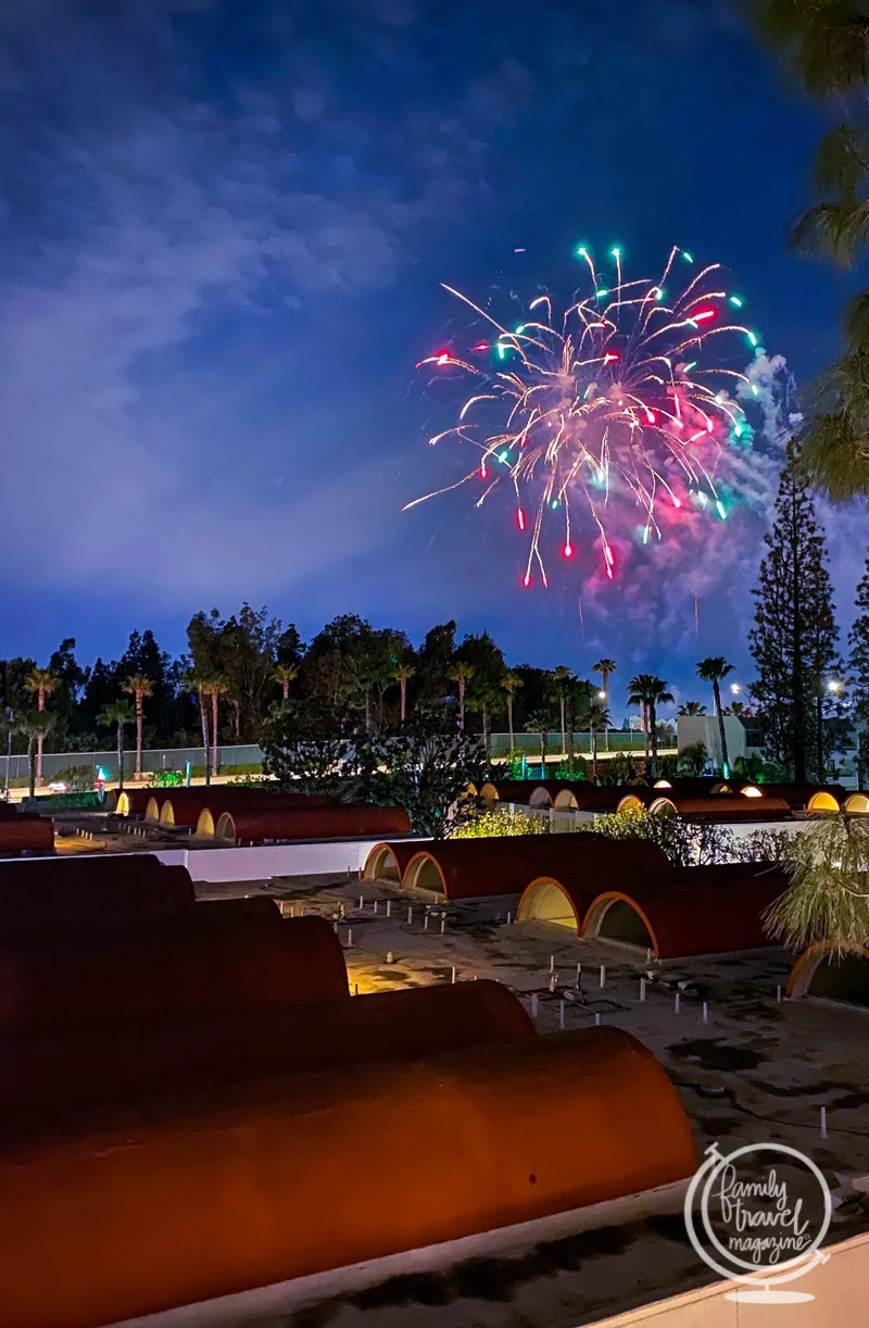 Fireworks view from the Howard Johnson Anaheim