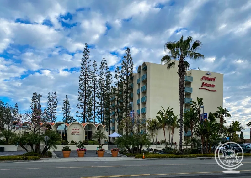 The Howard Johnson Anaheim and Water Playground from a distance