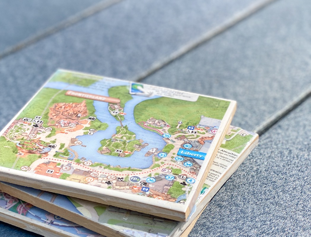 Coasters made with park maps
