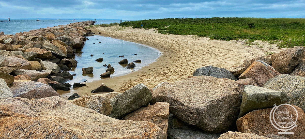 Cape Cod beach with rocks - a destination that is popular on the best vacation rental sites