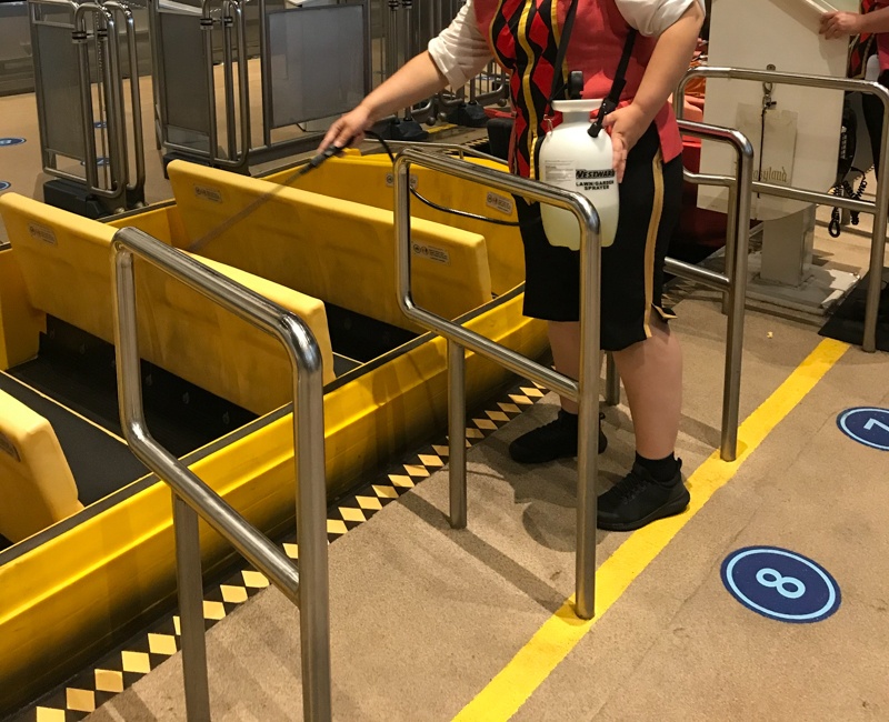 Cleaning a ride vehicle