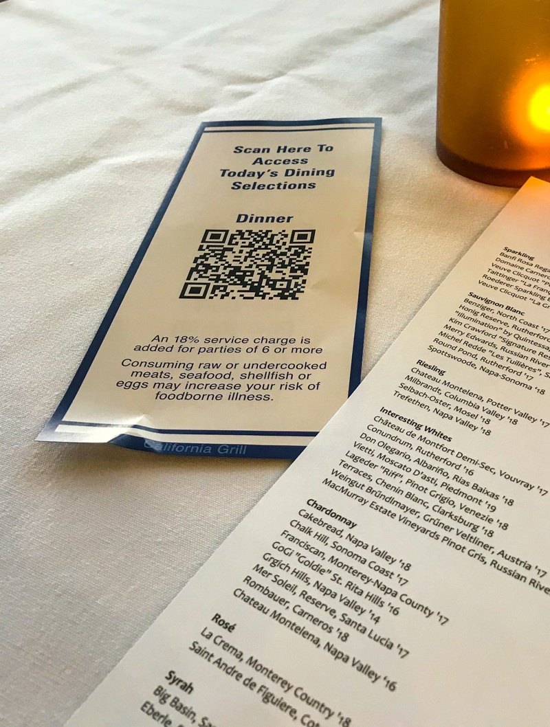 QR code to access the dining menu