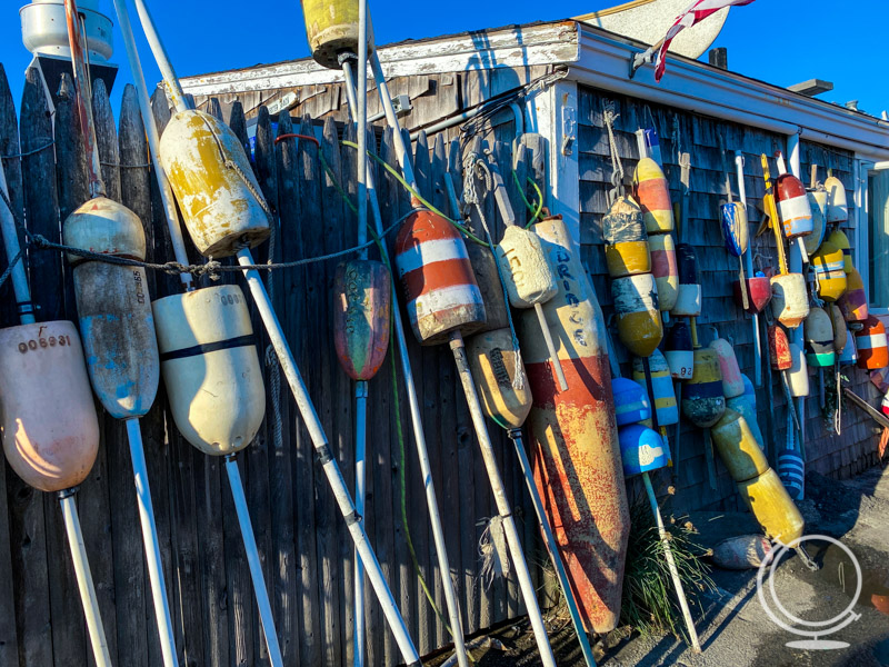 Buoys at Sesuit Harbor Cafe