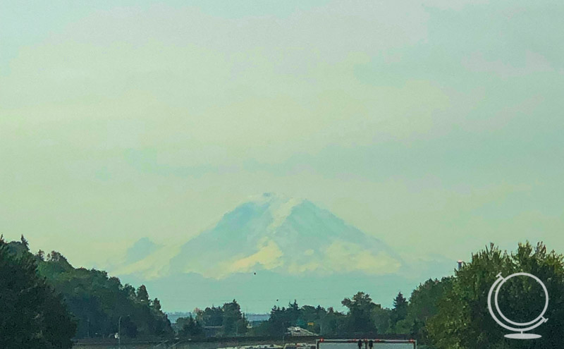 Mount Rainier from windshield