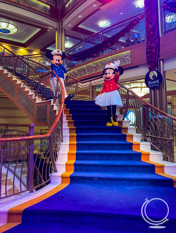 Minnie and Mickey on staircase