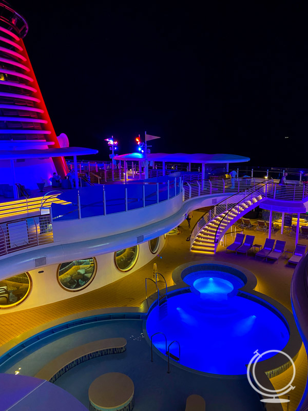 Disney Dream cruise ship at night