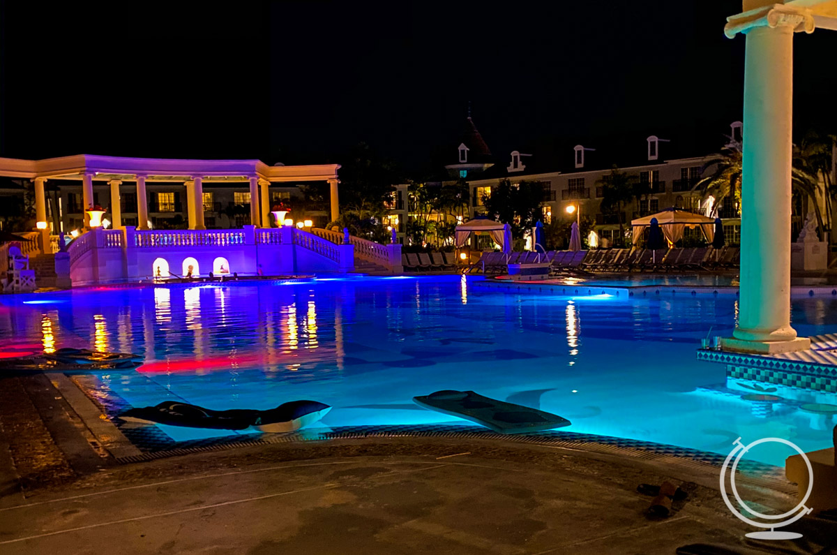 French Village pool at night