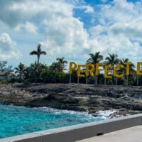 Perfect Day sign as you enter the island