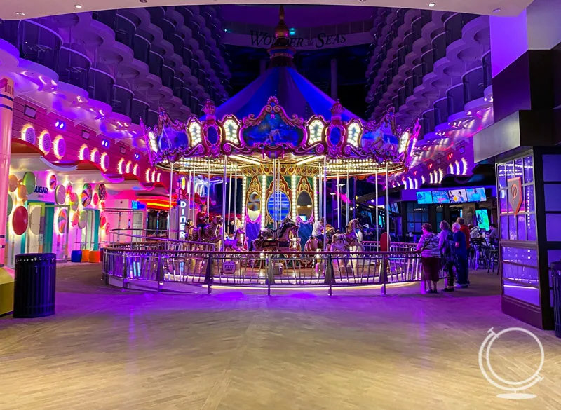 Carousel on the Boardwalk at night with colorful lights