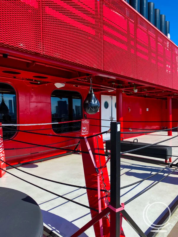 Boxing ring on the deck of the Scarlet Lady