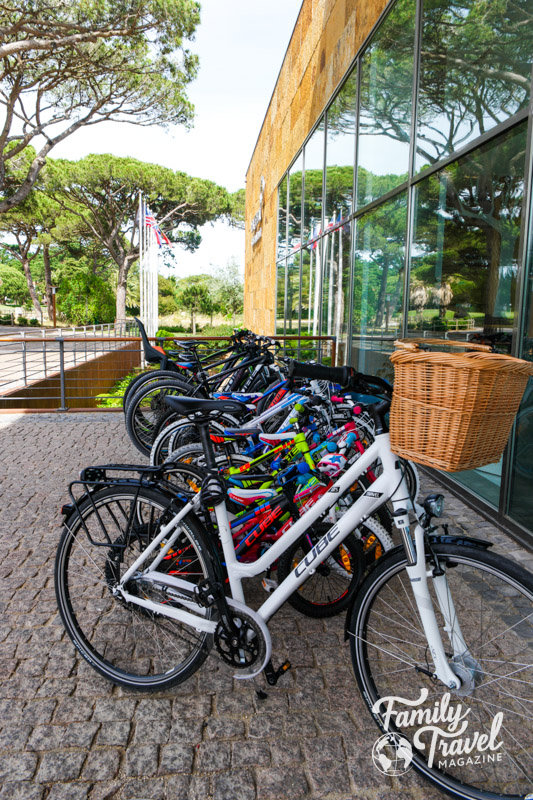 Bikes in a row outside a building