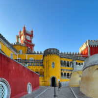 The colorful Pena Palace up close