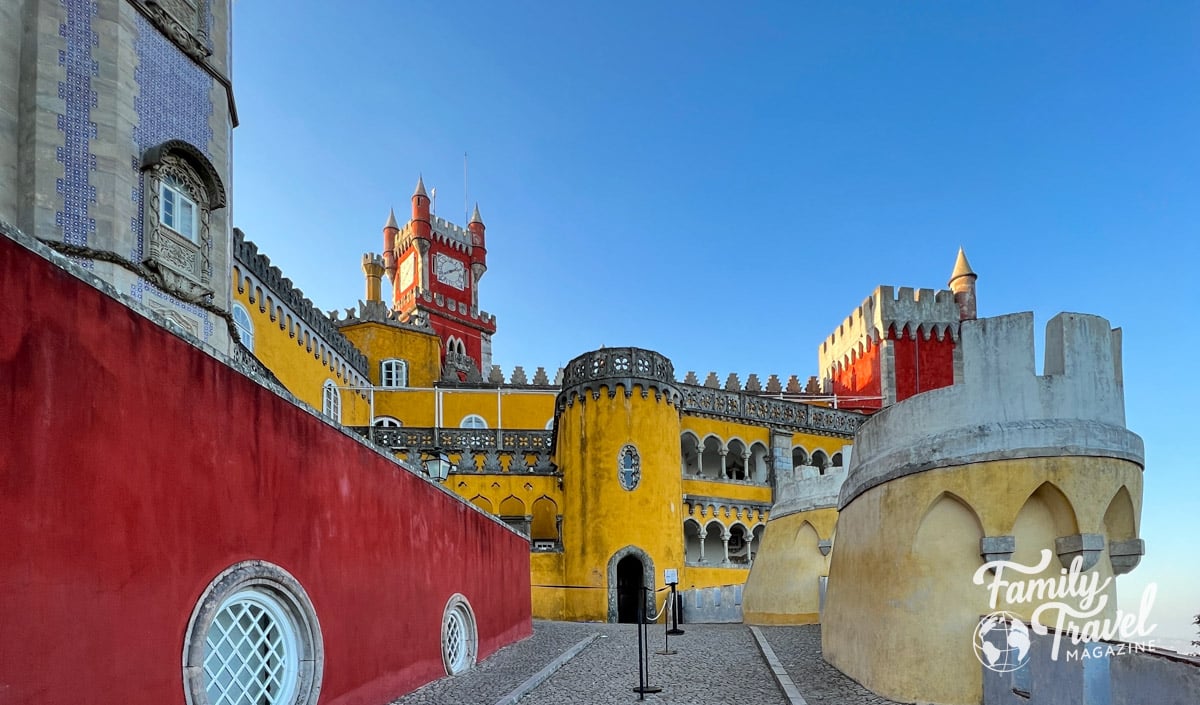 The colorful Pena Palace up close