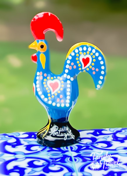 Blue Portuguese rooster on tile