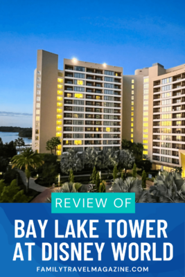 Exterior of Bay Lake Tower with palm trees below
