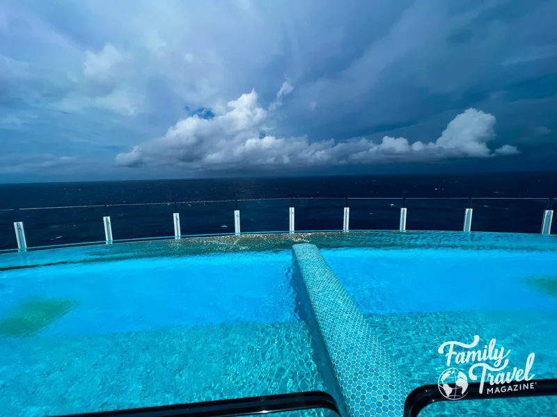 Dark clouds over infinity pool