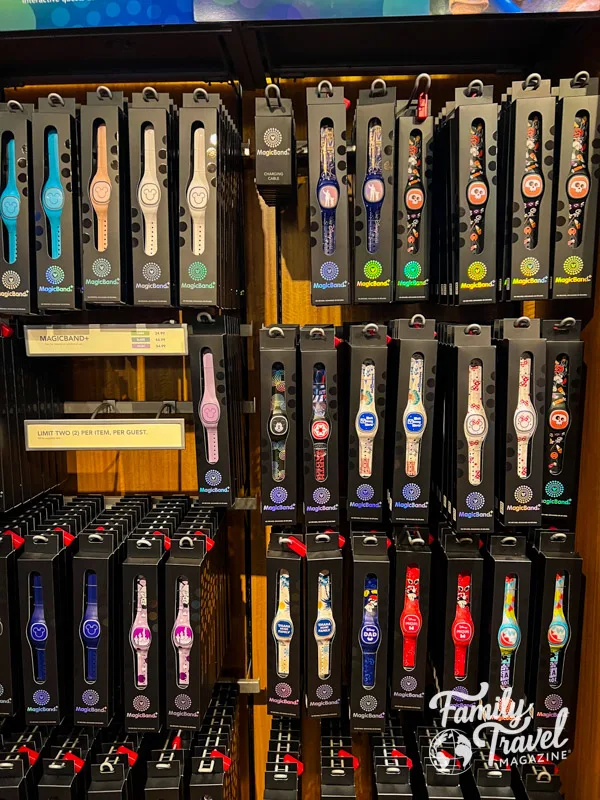 Retail display of MagicBands 