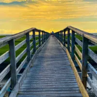 Gray's Beach Boardwalk leading to sunset