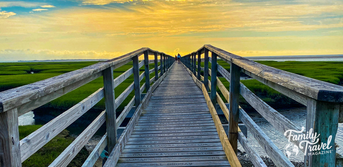The boardwalk at Gray's Beach at sunset