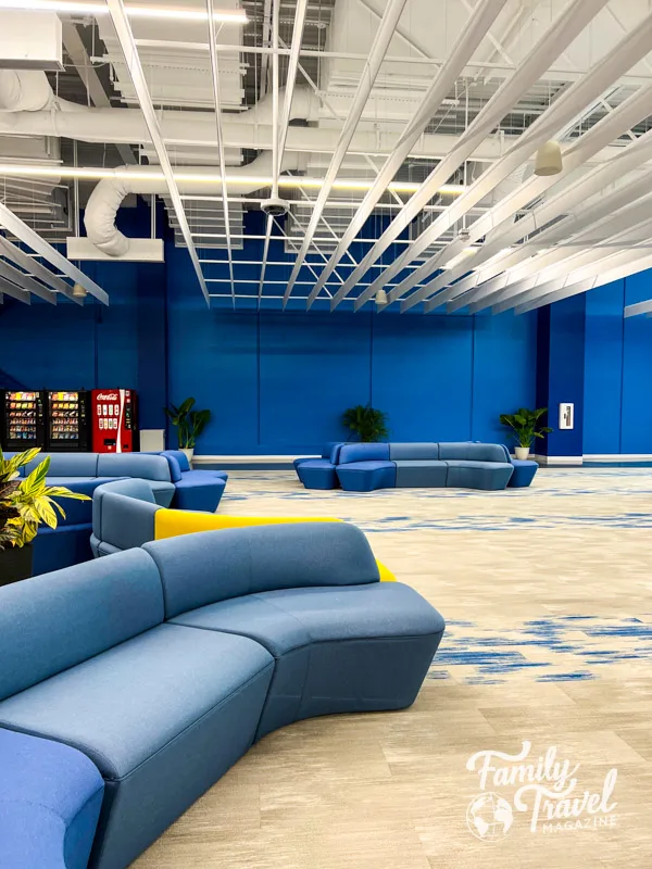 Couches and soda/snack vending machines in terminal