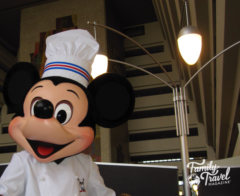 Mickey Mouse with chef outfit on at Chef Mickey
