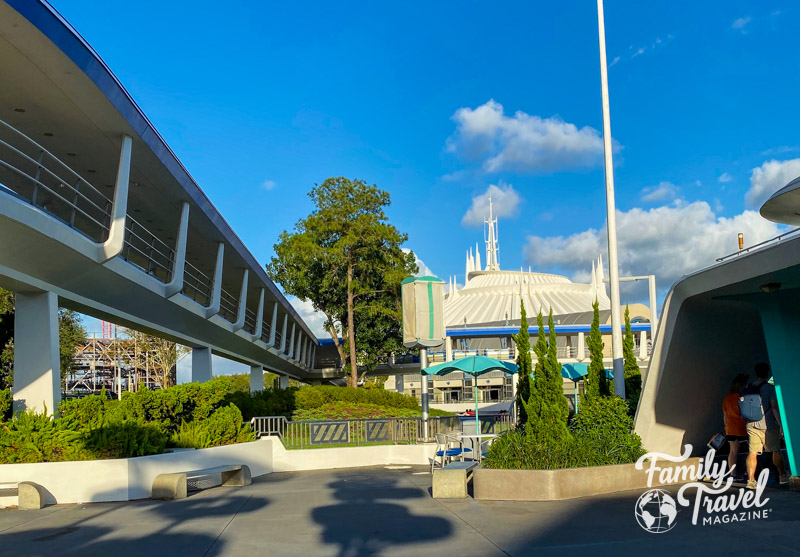 The Tomorrowland Transit Authority and the exterior of Space Mountain