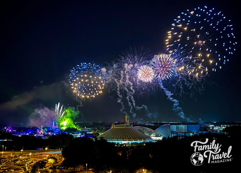 fireworks over the Magic Kingdom (view from Bay Lake Tower)