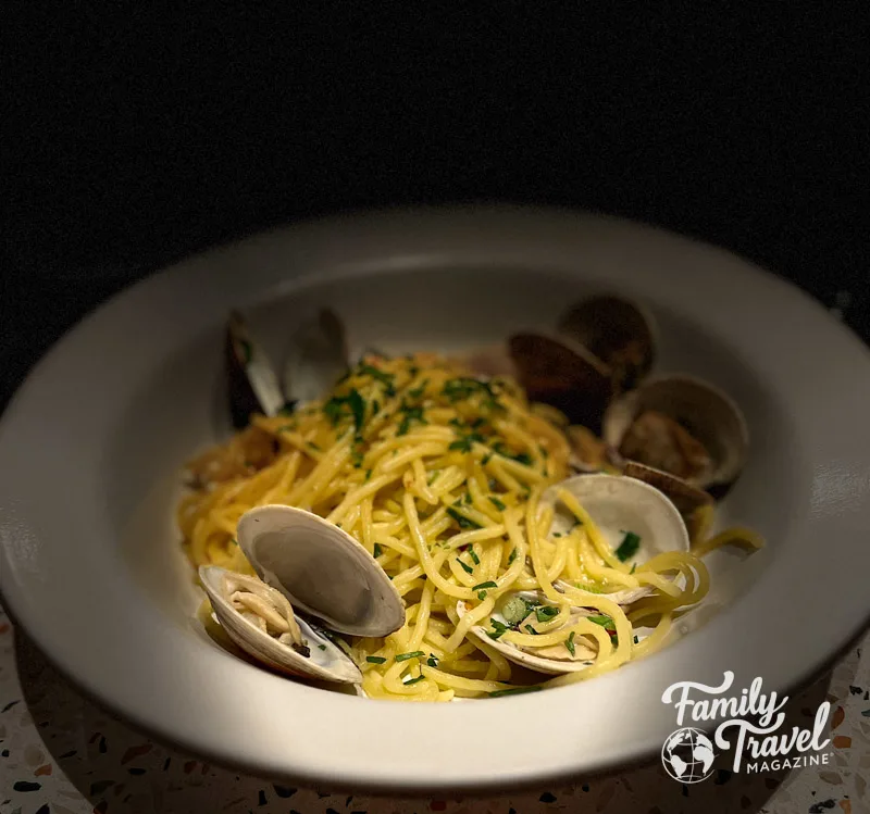 Homemade pasta with clams