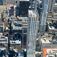 Looking down on skyscrapers in NYC from above