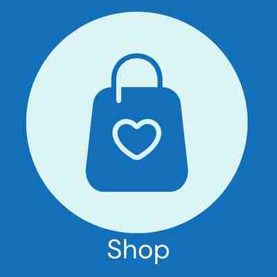 shopping bag icon with heart in the center