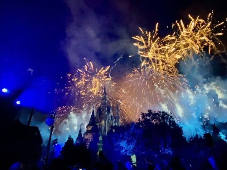 fireworks over the castle at the Magic Kingdom during Halloween, one of the best times to visit Walt Disney World